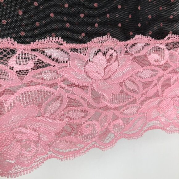 Donna L'oren Gold Label Black Pink Polka Lace Babydoll Cami Lingerie Bra Top S - Picture 10 of 12